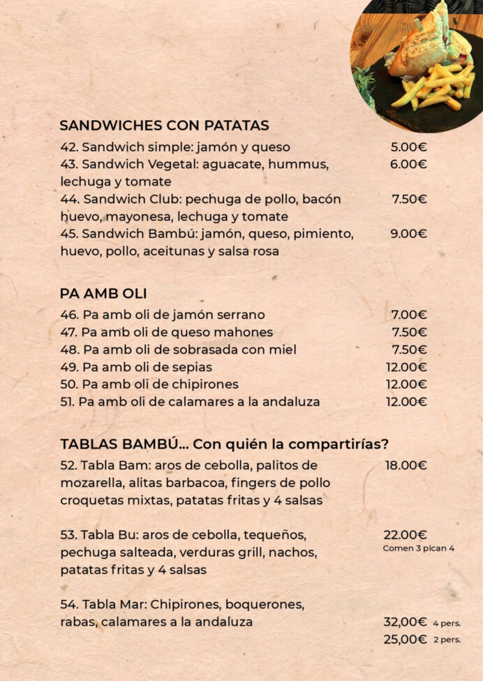 Comer en INCA cafe Bambu