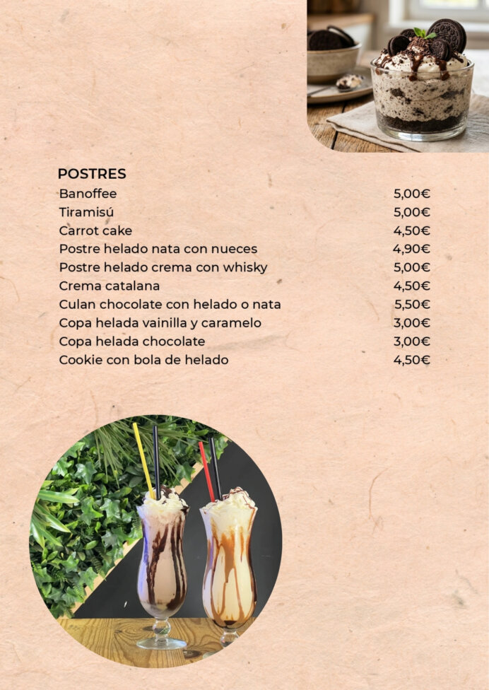 POstres en bar bambu