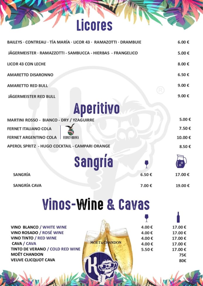 Licores para degustar en el Kilombito playa de muro